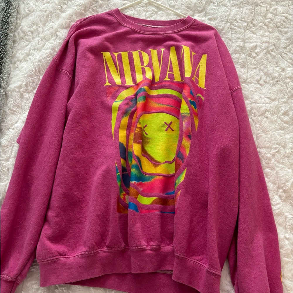 REAL nirvana oversized pink crewneck